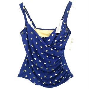 Talbots x Miraclesuit NWT Tankini Swim Top Blue Bumblebee 14 Underwire Support